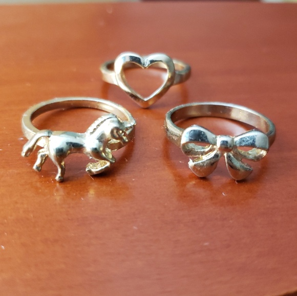 cute gold rings (unicorn, ribbon bow, and heart) - Picture 2 of 5